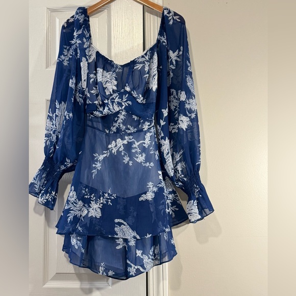 WOMEN FLORAL OFF SHOULDER ROMPER SHORT JUMPSUIT SIZE XL - Picture 3 of 6